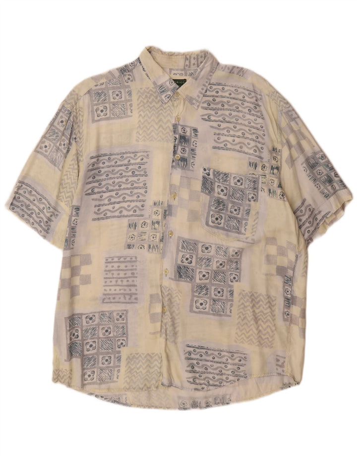 Camisa masculina manga curta Rodrigo tamanho 43 17 XL bege patchwork algodão