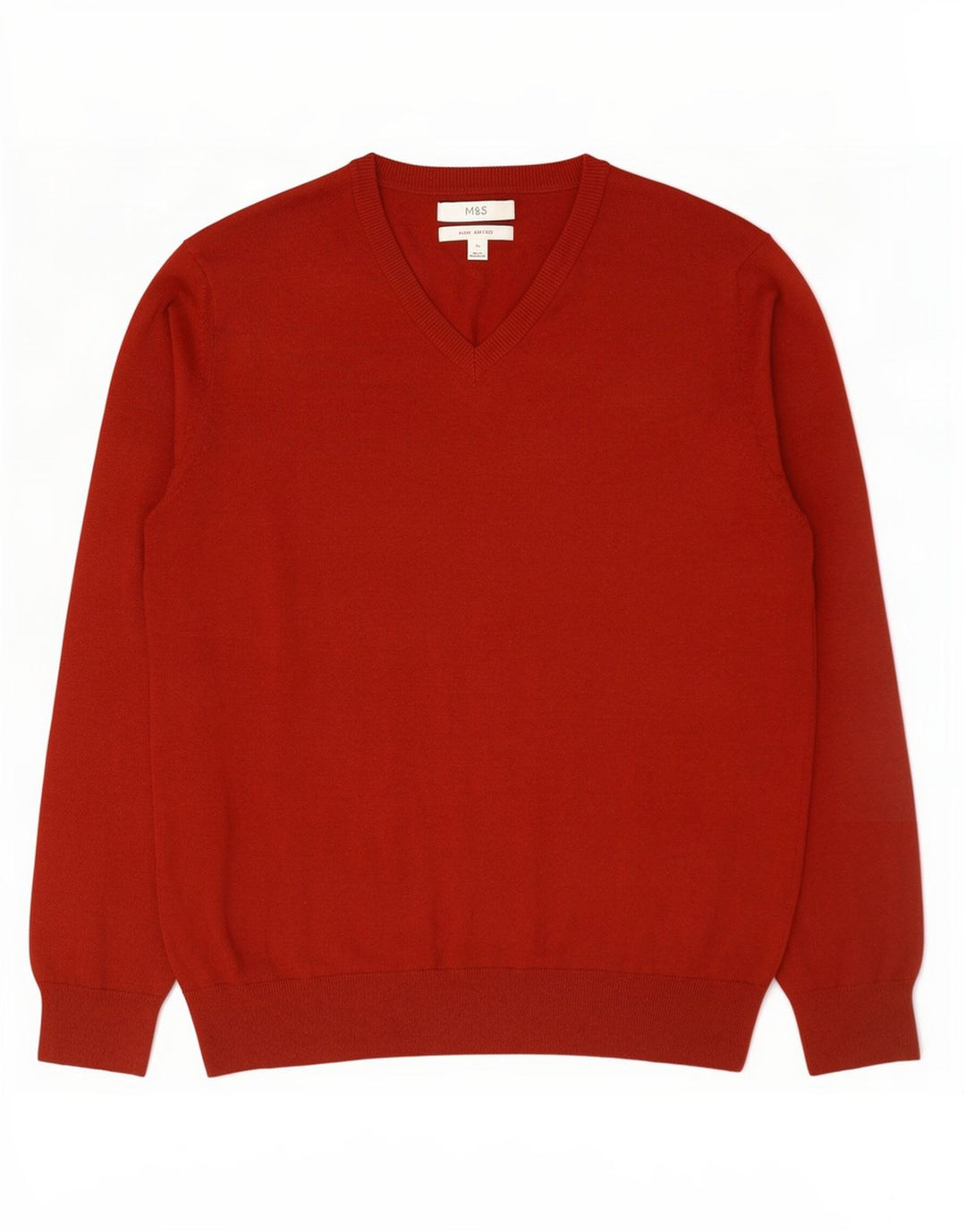 Suéter masculino Marks & Spencer com decote em V XL de algodão vermelho
