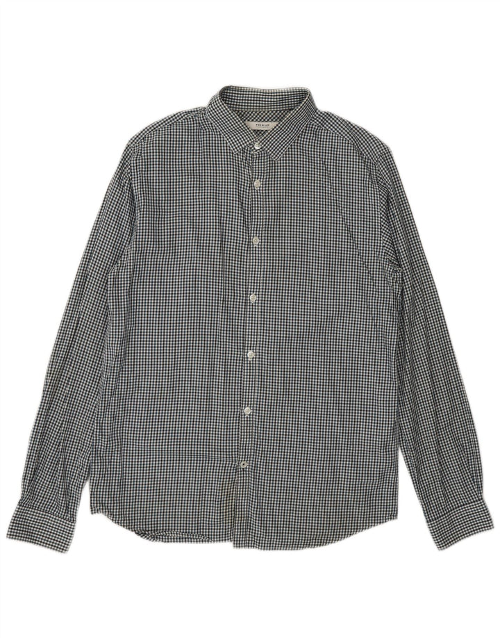 Camisa masculina JACK & JONES de algodão xadrez azul médio