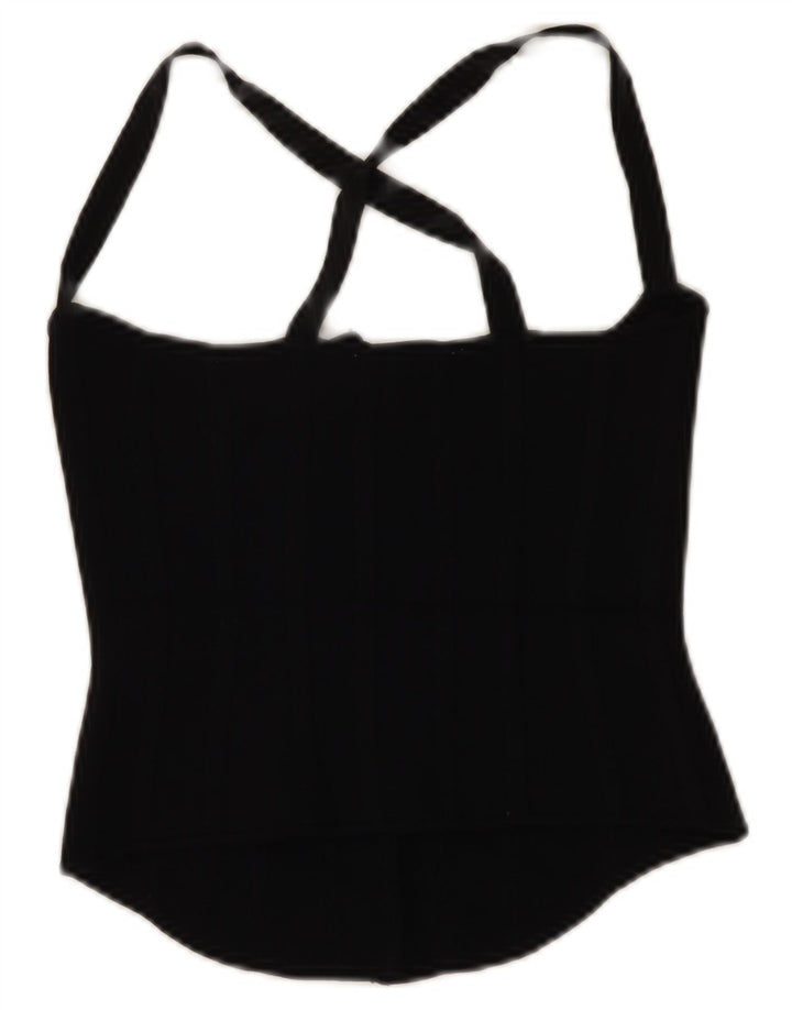 Zara Womens Crop Top UK 8 Pequeno Preto Viscose