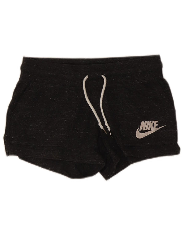 Shorts esportivos femininos Nike UK 10 pequeno algodão manchado cinza