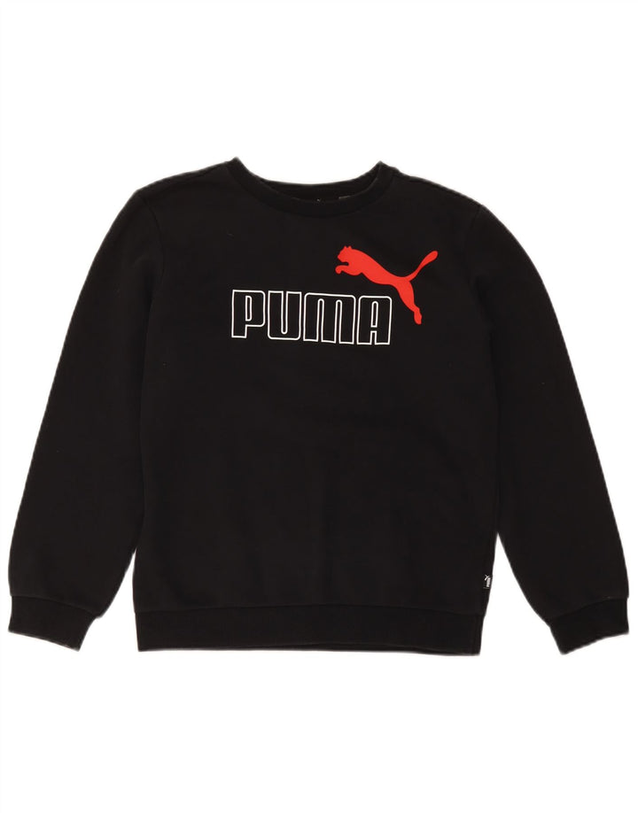 Puma Boys Graphic Sweatshirt Jumper 13-14 Anos Preto Algodão