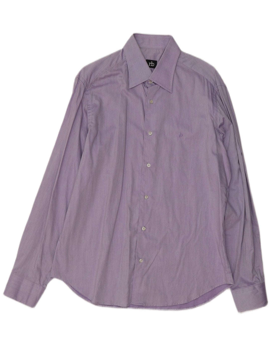 Camisa masculina ROCCOBAROCCO tamanho 41 16 grande algodão listrado roxo