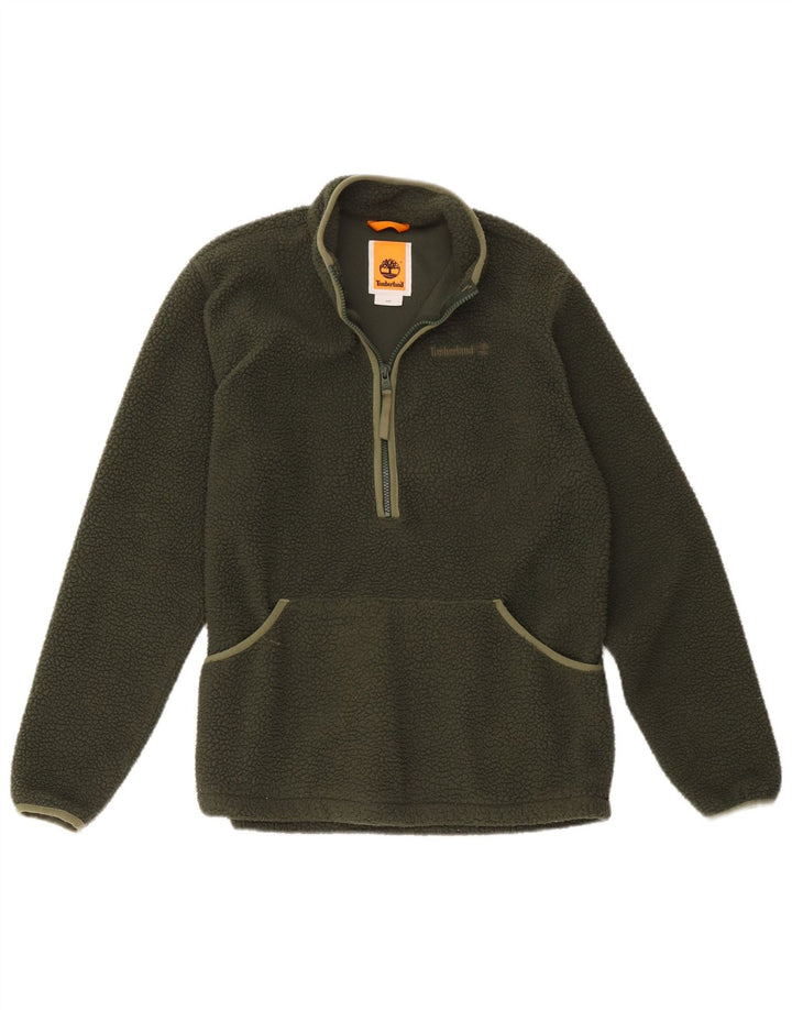 Timberland Homem Zip Neck Fleece Jumper Pequeno Verde Poliéster