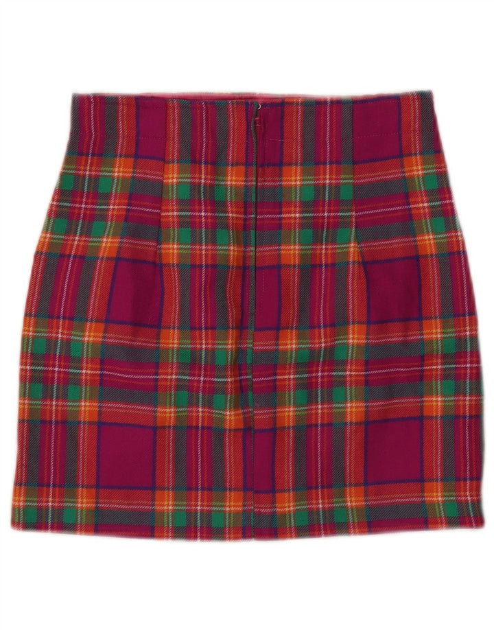 Mini saia feminina VINTAGE W24 XS xadrez rosa