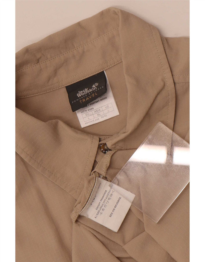Camisa masculina de manga curta Jack Wolfskin grande bege poliamida