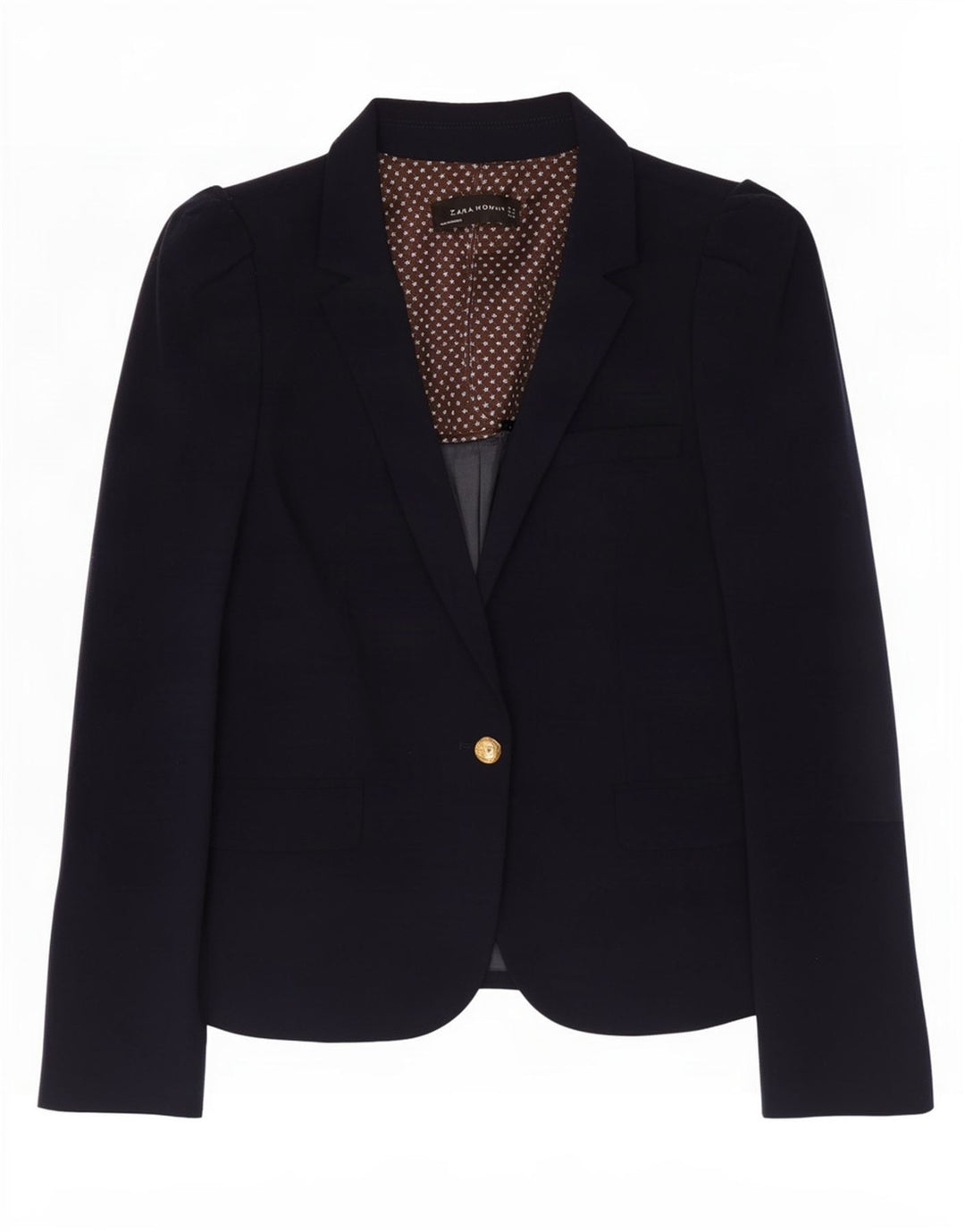 Jaqueta blazer feminina Zara com 1 botão Reino Unido 12 médio azul marinho