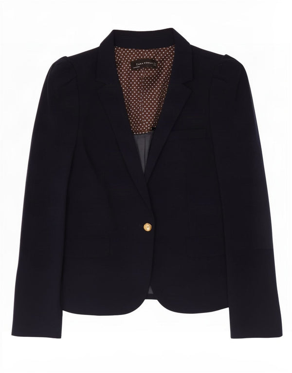 Jaqueta blazer feminina Zara com 1 botão Reino Unido 12 médio azul marinho