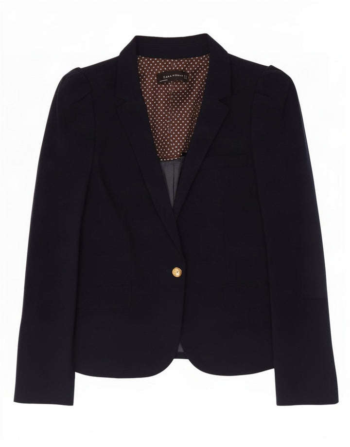 Jaqueta blazer feminina Zara com 1 botão Reino Unido 12 médio azul marinho