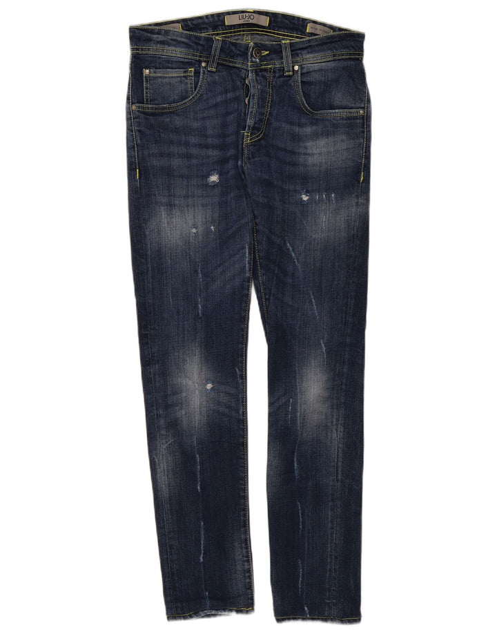 Liu Jo Jeans Slim Masculino Distressed W32 L29 Azul Marinho
