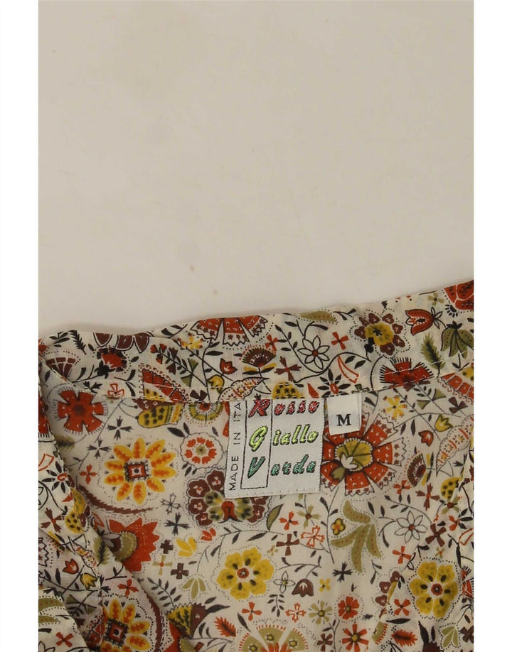 Camisa masculina vintage manga curta média floral multicolorida