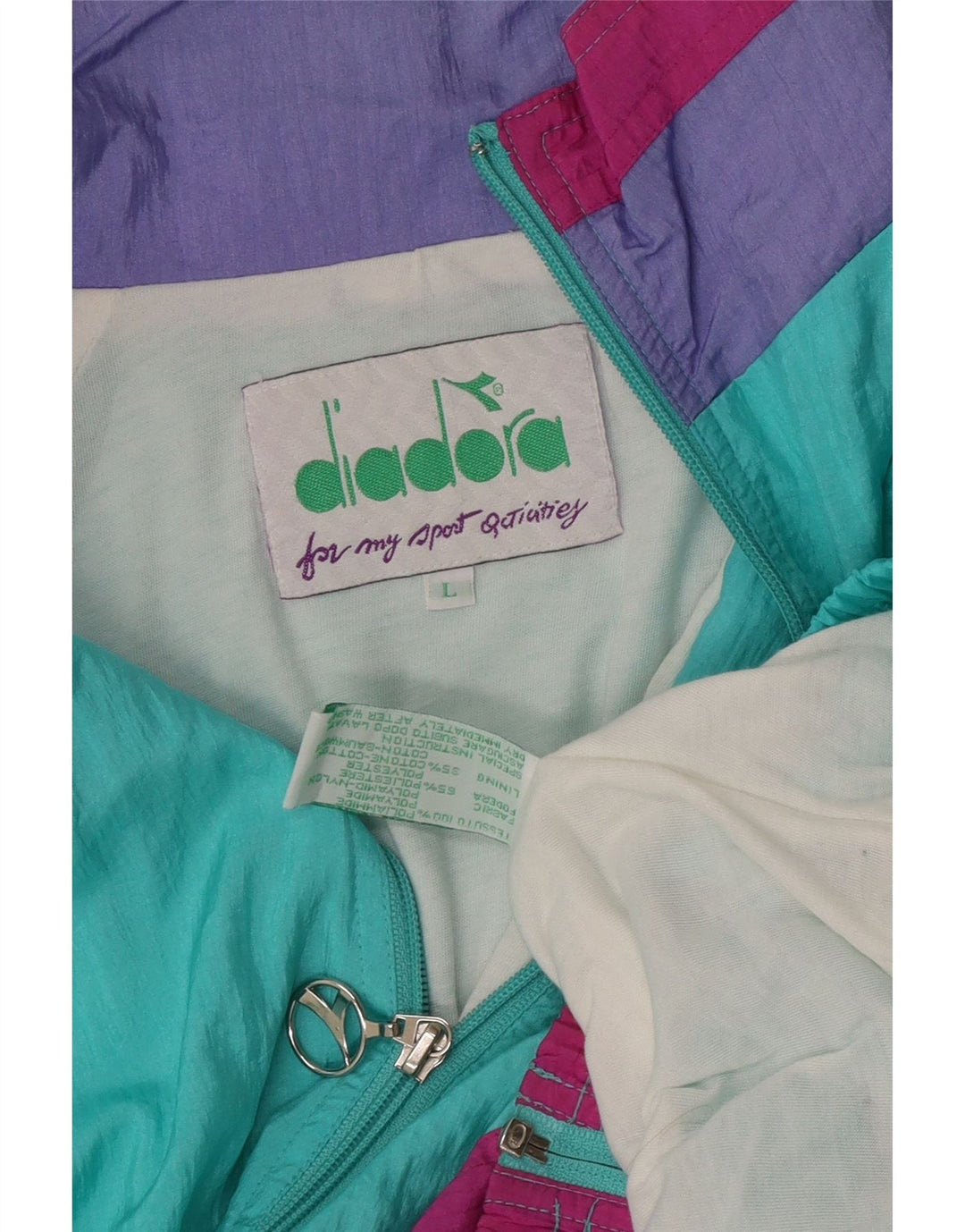 Diadora Womens Tracksuit Top Jacket Grande Turquesa Colourblock Poliamida