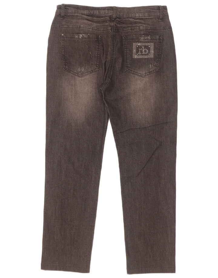 Calça jeans reta feminina Roccobarocco W32 L28 algodão preto