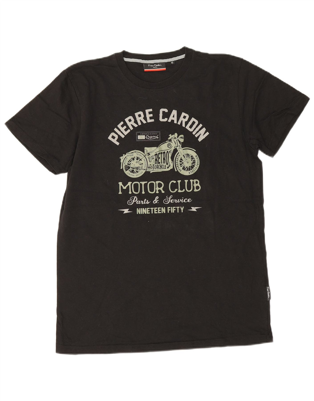 Camiseta gráfica masculina Pierre Cardin Top médio algodão preto