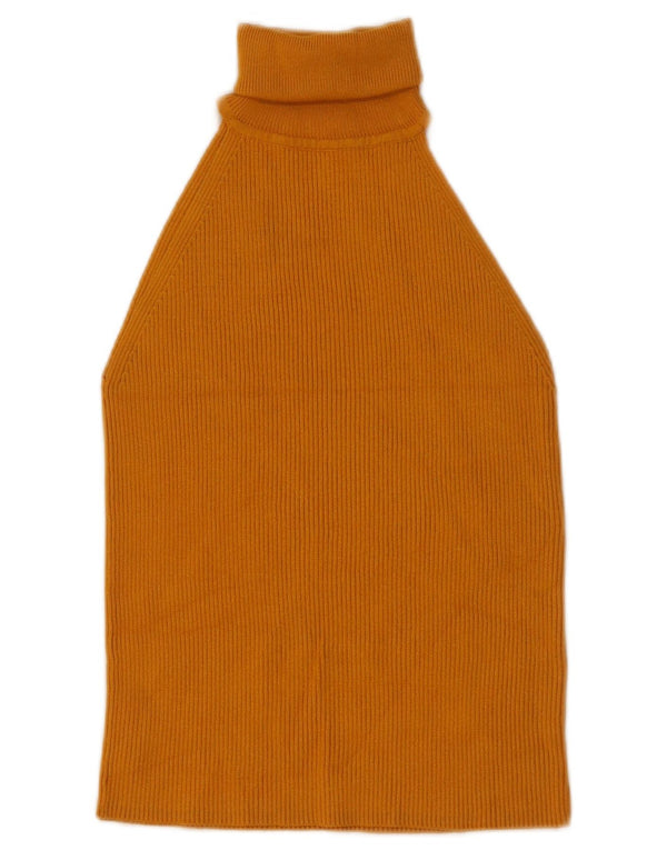 Zara Womens Crop Halter Top UK 8 Pequeno Amarelo