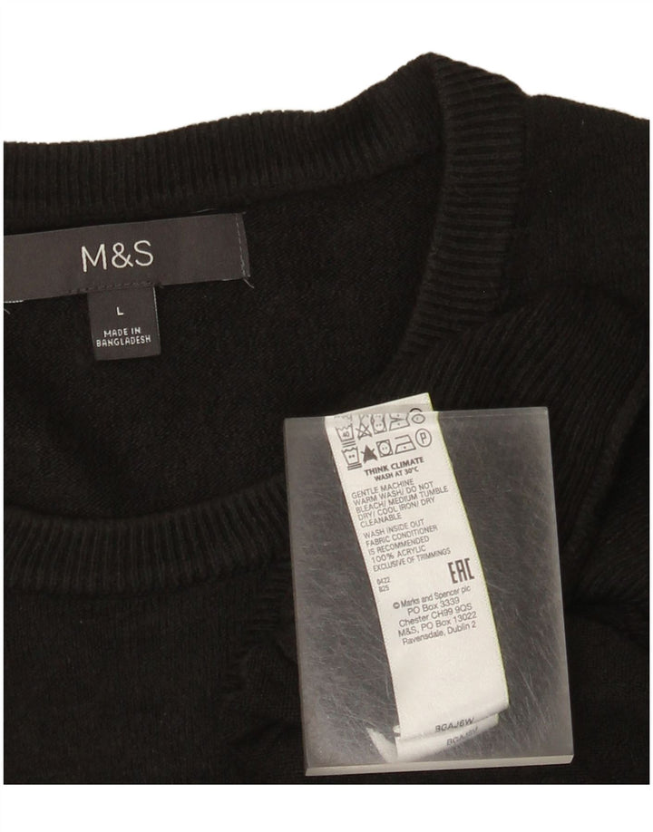 Suéter masculino Marks & Spencer com gola redonda, acrílico preto grande