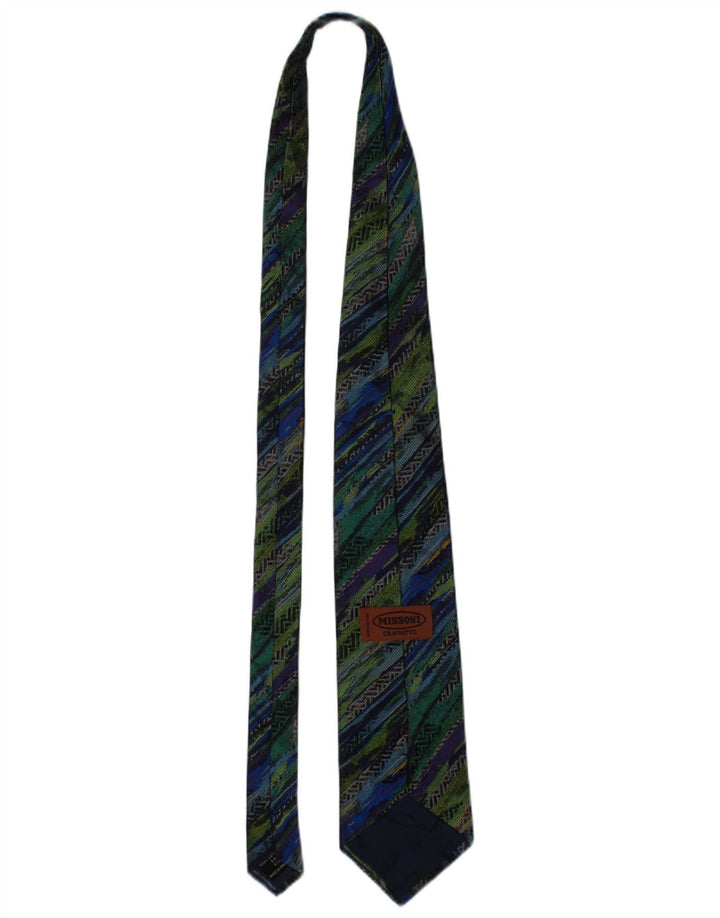 Gravata masculina Missoni Cravatte tamanho único de seda geométrica multicolorida