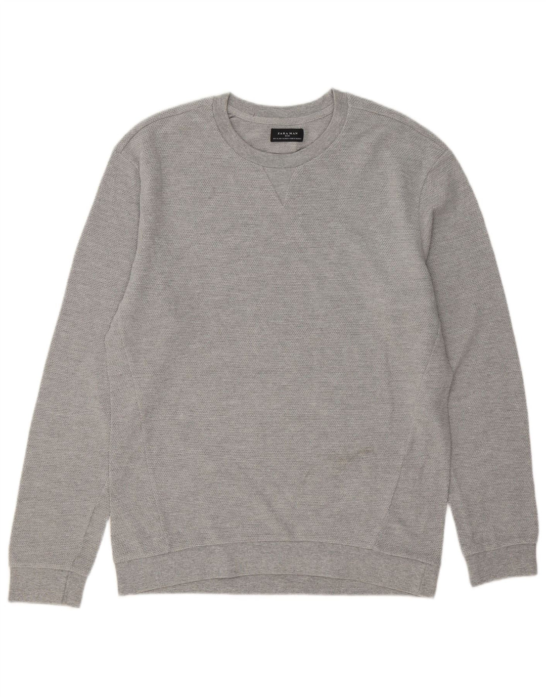 Zara Suéter masculino com gola redonda XL algodão cinza