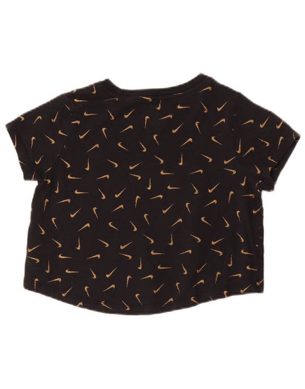 Camiseta Nike Girls Crop Graphic Top 10-11 Anos Médio Preto Algodão Manchado
