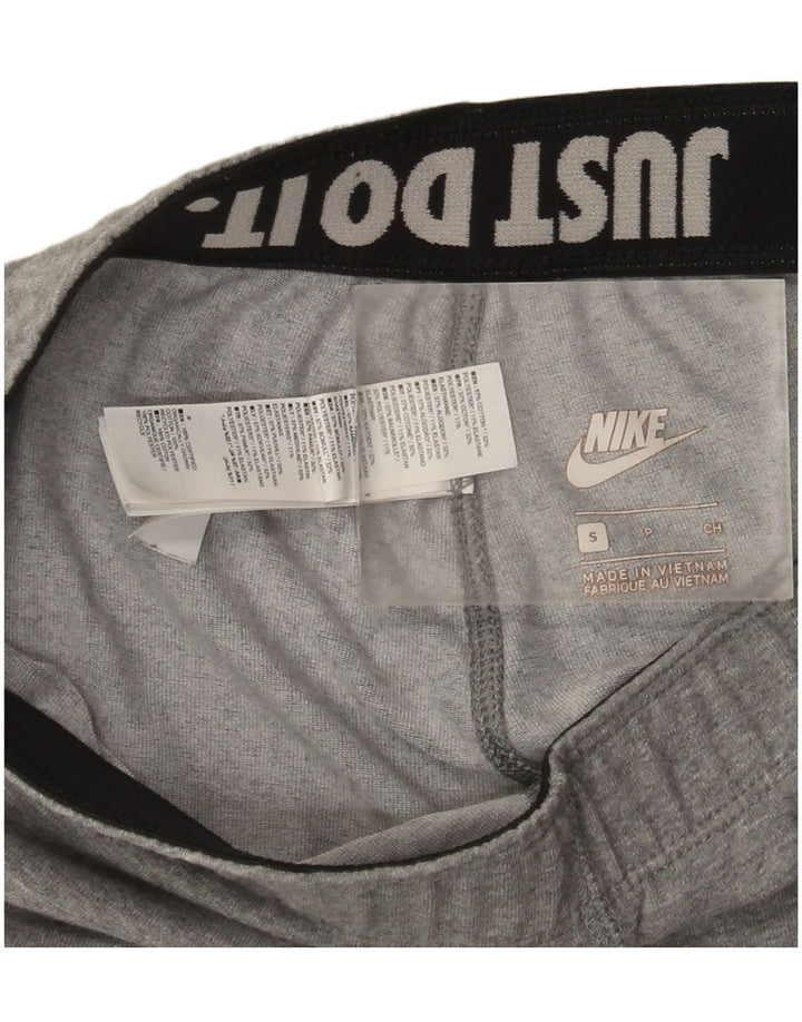 Leggings Nike Femininas Graphic UK 8 Pequenas Cinza Flecked Algodão