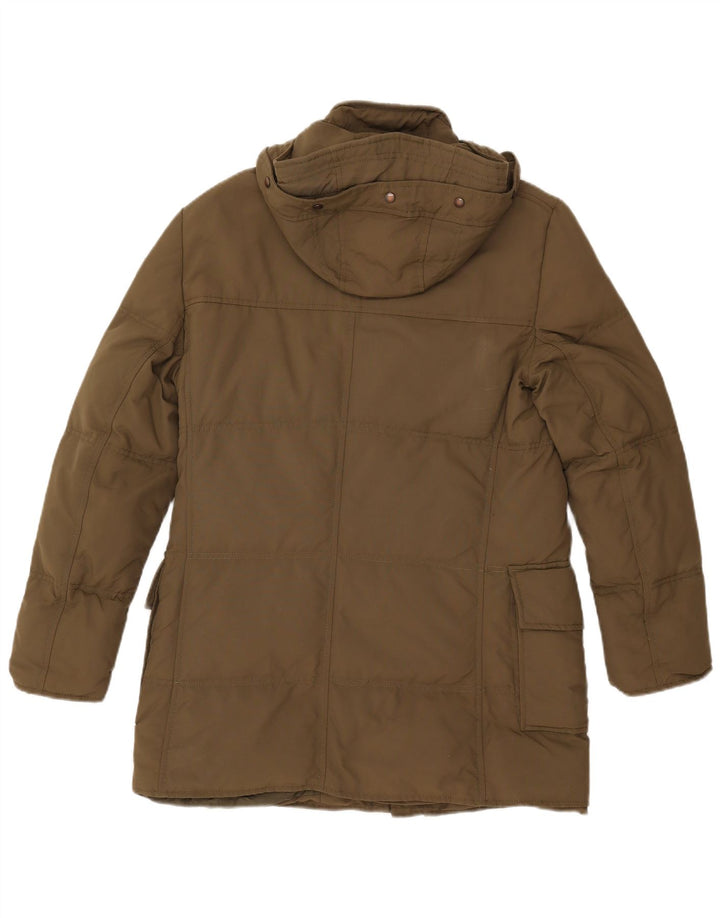 Casaco masculino acolchoado com capuz JOHN ASHFIELD Reino Unido 36 pequeno cáqui nylon