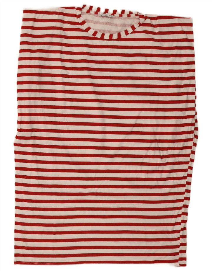 Vestido camiseta feminino grande Zara Reino Unido 14 listrado vermelho médio