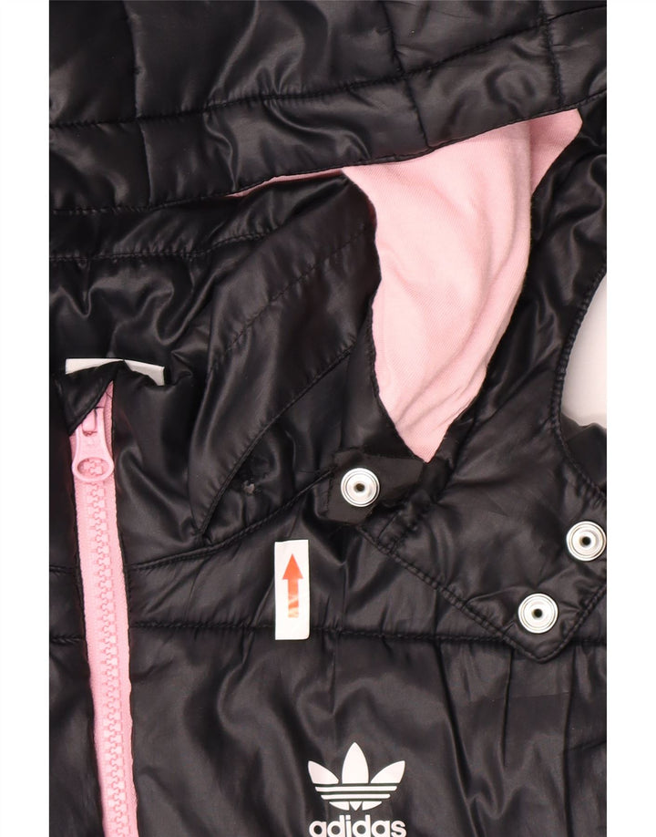 Casaco acolchoado com capuz Adidas para meninas 11-12 anos preto poliéster