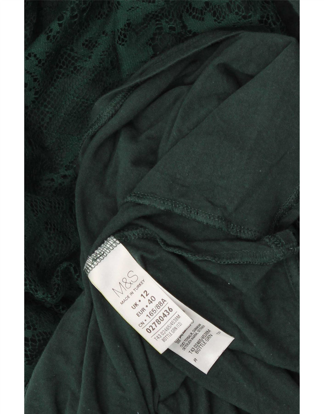 Top feminino Marks & Spencer manga comprida Reino Unido 12 viscose paisley verde médio
