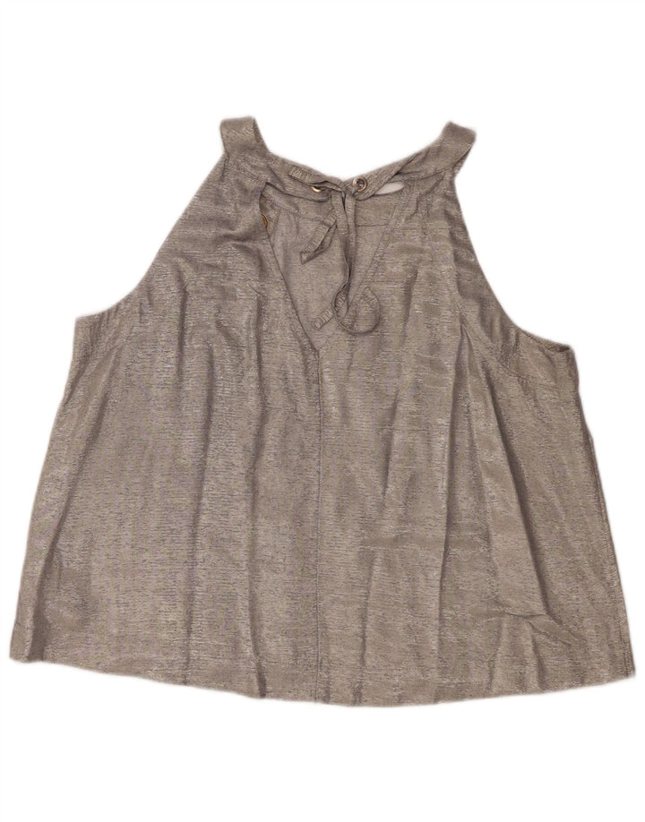 Coast Womens Crop Top Reino Unido 16 Grande Viscose Prateada