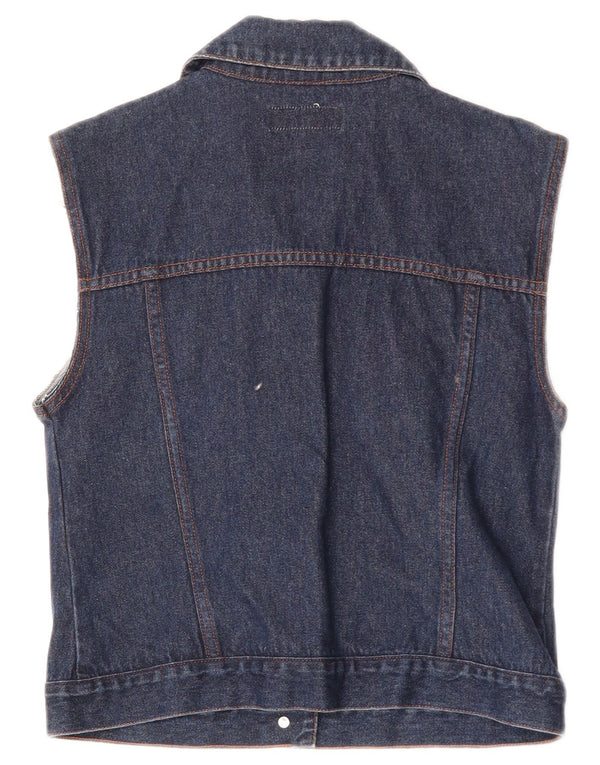 Monsoon Womens Crop Denim Gilet Reino Unido 10 pequeno algodão floral azul marinho
