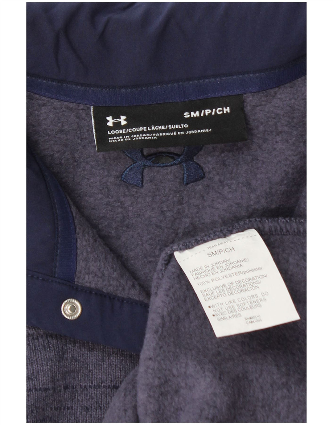 Under Armour Mens Button Neck Moletom Jumper Pequeno Roxo Poliéster
