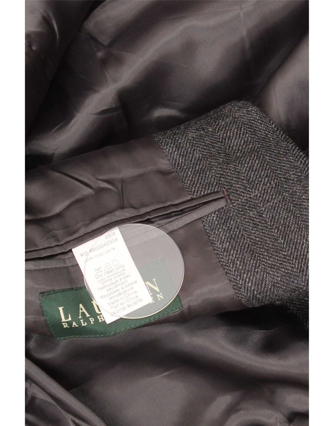 Jaqueta Blazer Ralph Lauren Masculina Regular Fit Reino Unido 48 3XL Cinza Espinha de Peixe
