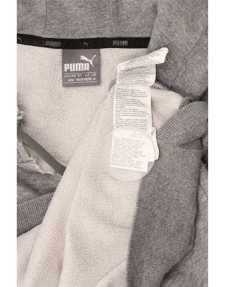 Suéter com capuz gráfico masculino Puma, algodão manchado cinza médio