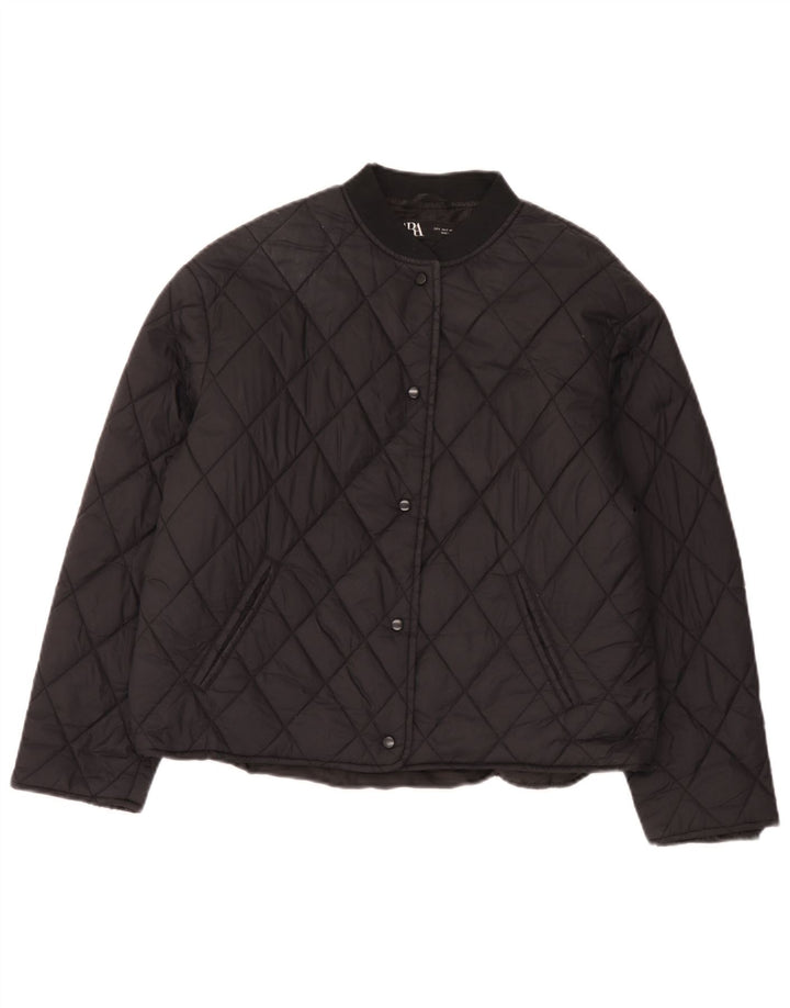 Jaqueta acolchoada grande Zara feminina UK 10 pequena preta