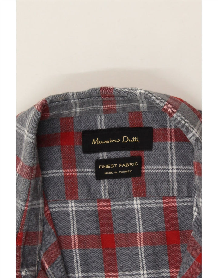 MASSIMO DUTTI Mens Flannel Shirt Small Grey Plaid Cotton Vintage Massimo Dutti and Second-Hand Massimo Dutti from Messina Hembry 