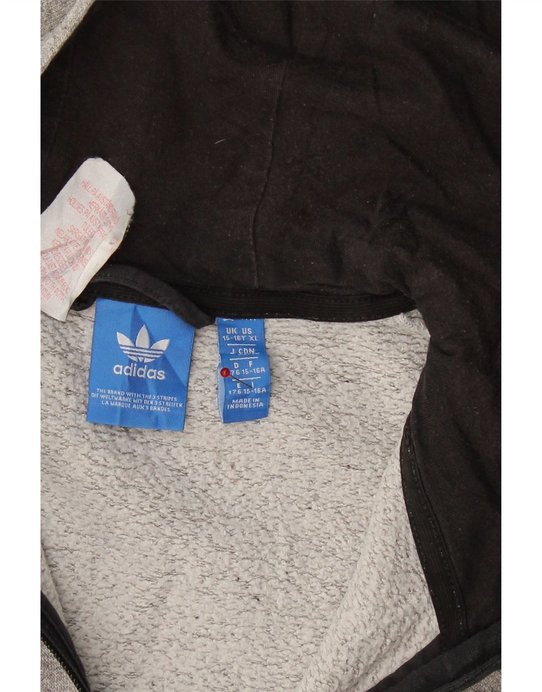 ADIDAS Boys Zip Hoodie Sweater 15-16 Years  Grey Flecked Cotton Vintage Adidas and Second-Hand Adidas from Messina Hembry 