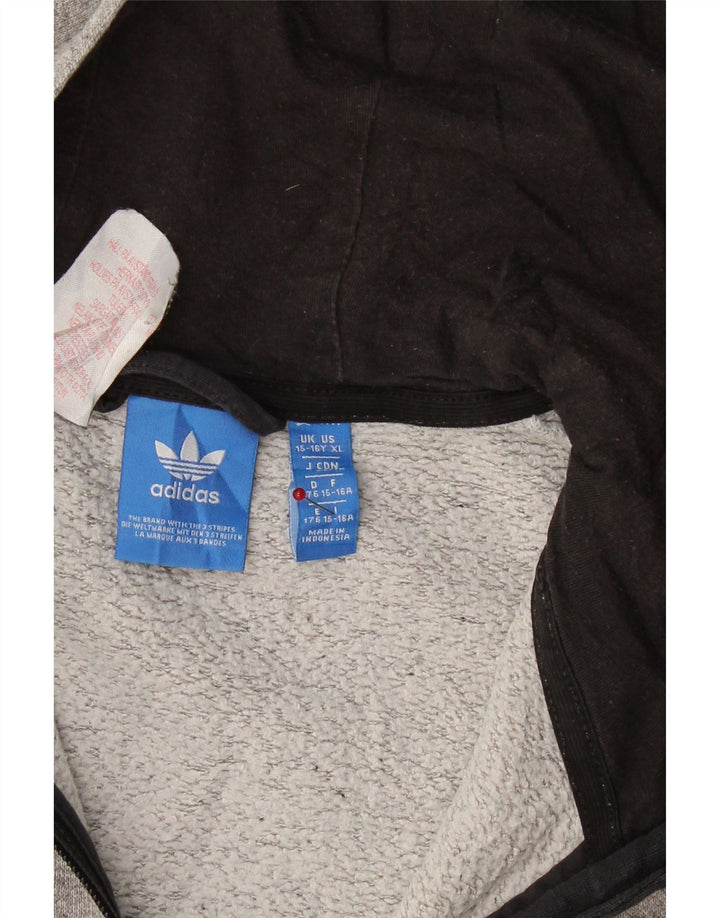 ADIDAS Boys Zip Hoodie Sweater 15-16 Years  Grey Flecked Cotton Vintage Adidas and Second-Hand Adidas from Messina Hembry 