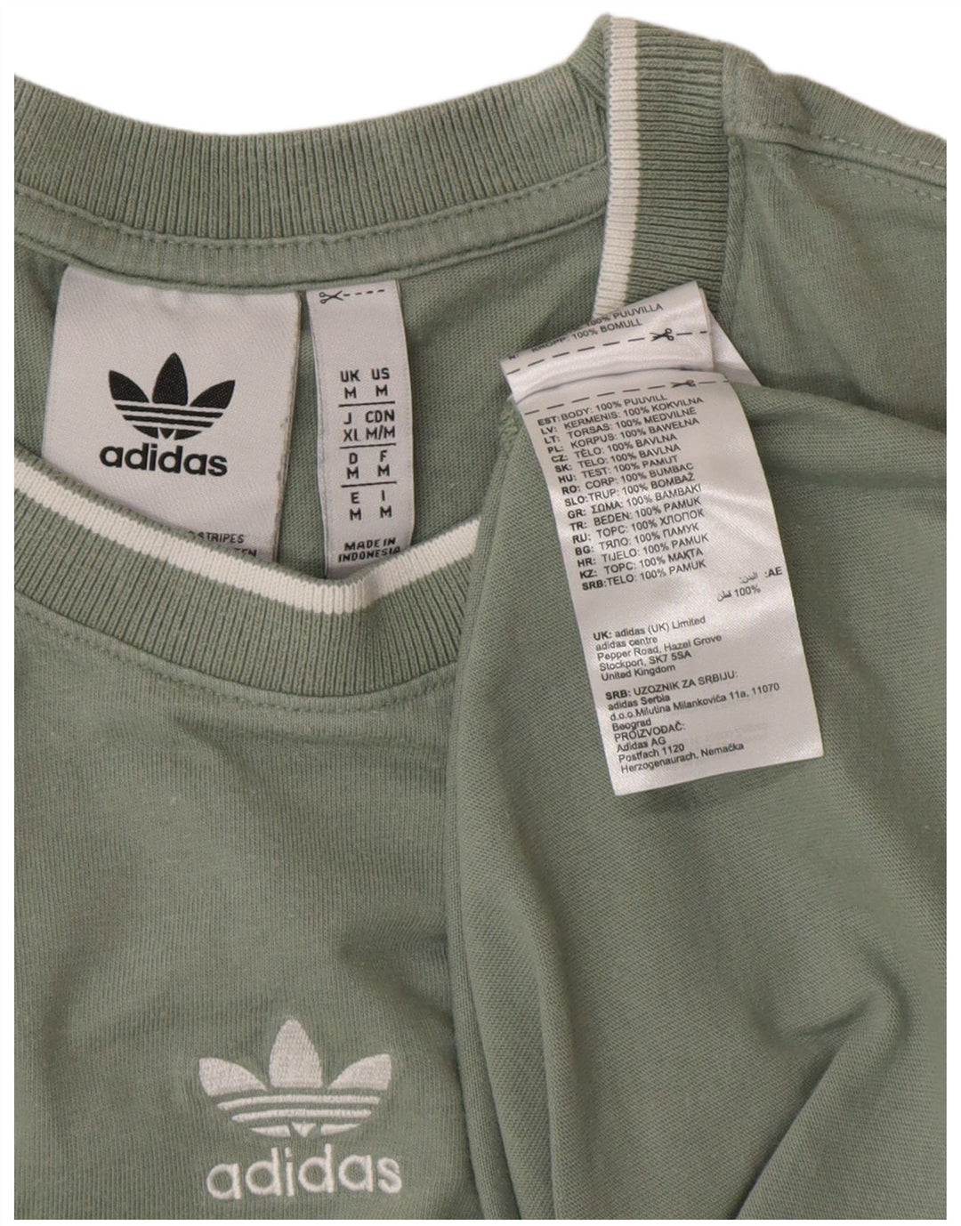 ADIDAS Mens Camiseta Top Médio Algodão Verde