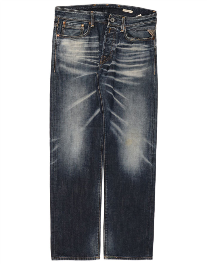 Replay Mens Lenaldo Straight Jeans W33 L32 Azul