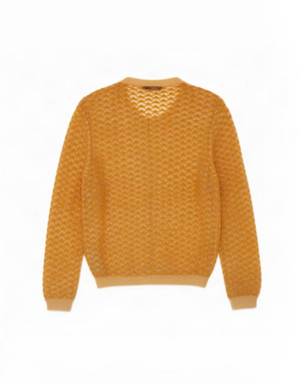 Suéter cardigã feminino Zara UK 12 nylon amarelo médio