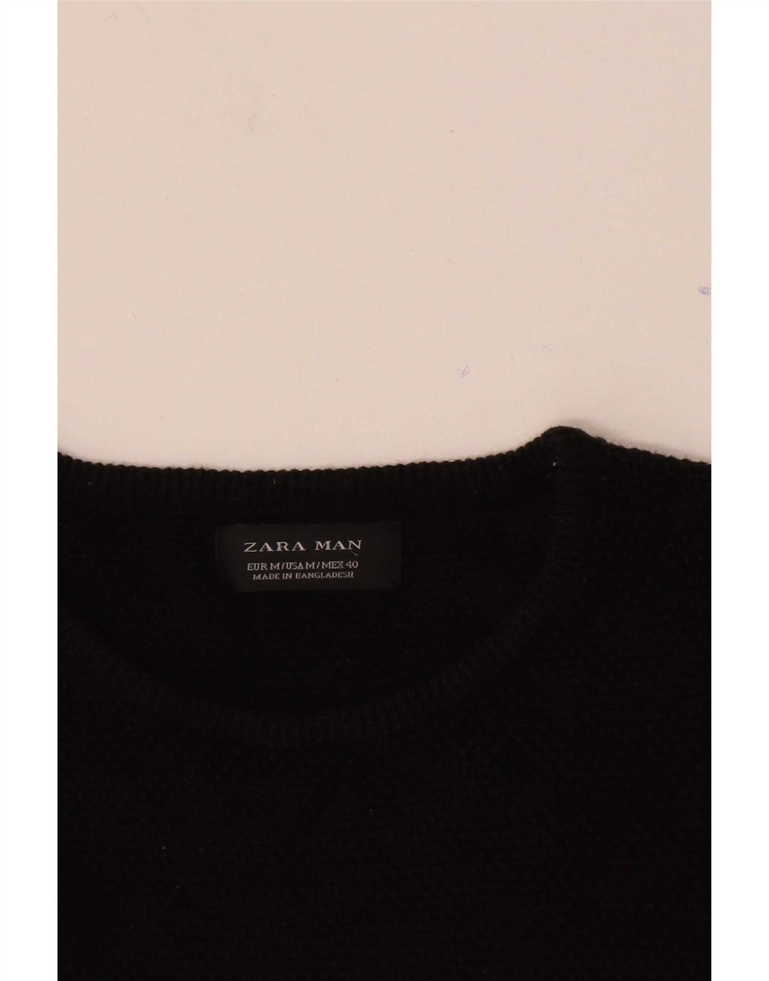 Zara Suéter masculino com gola redonda, preto médio