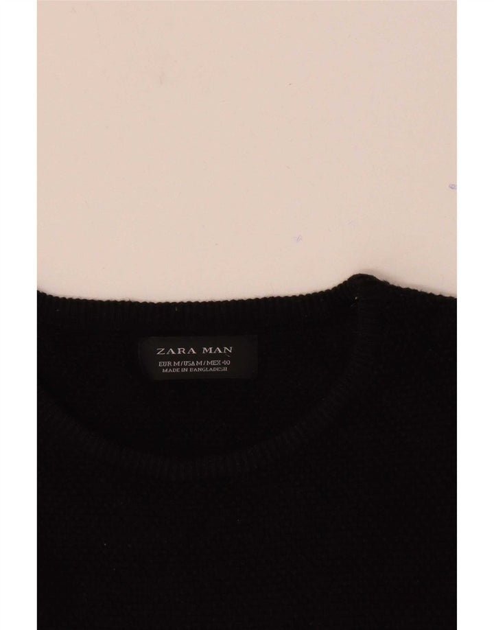 Zara Suéter masculino com gola redonda, preto médio