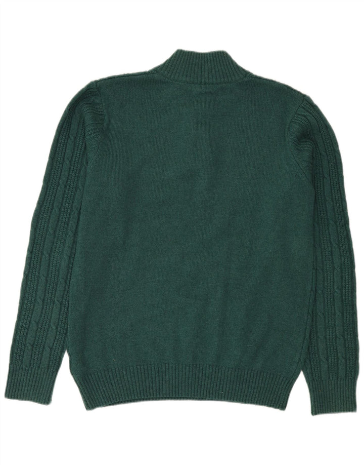 Suéter masculino com gola redonda e gola redonda, nylon verde médio
