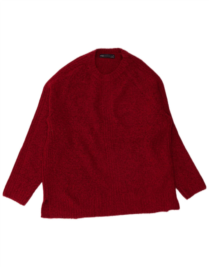 Suéter feminino Marks & Spencer com gola redonda Reino Unido 14 Médio Borgonha