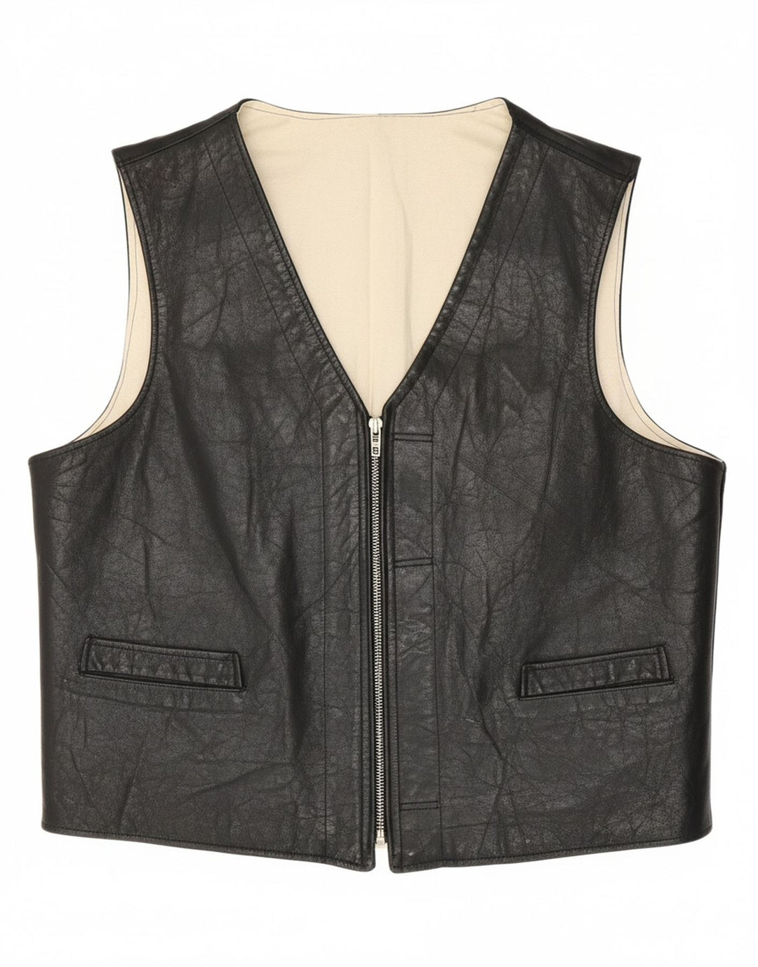 Colete de couro masculino VINTAGE grande preto