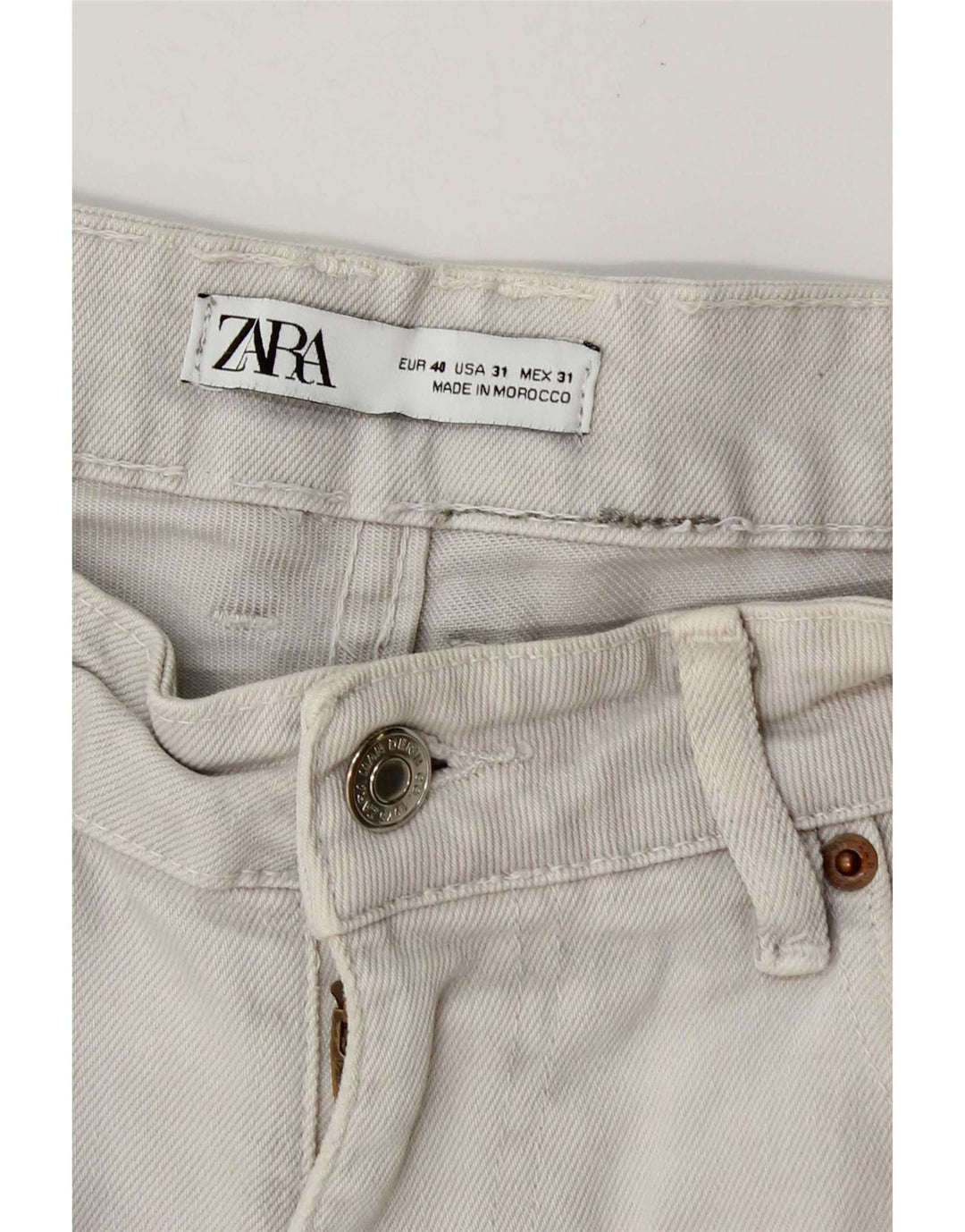 Zara Mens Denim Shorts EU 40 Médio W30 Algodão Bege