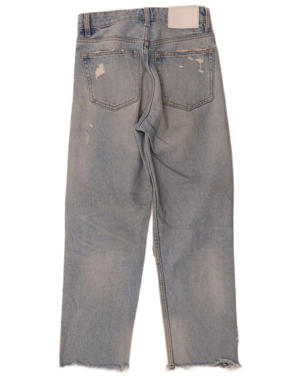 Calça jeans reta feminina Zara EU 32 2XS W22 L25 azul algodão