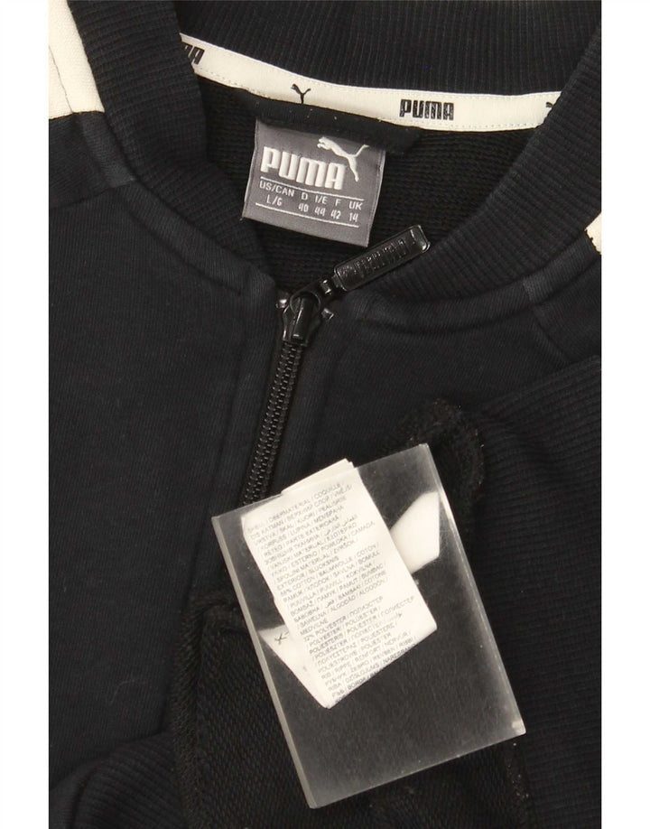 Puma Womens Tracksuit Top Jacket UK 14 Médio Preto Colourblock Algodão