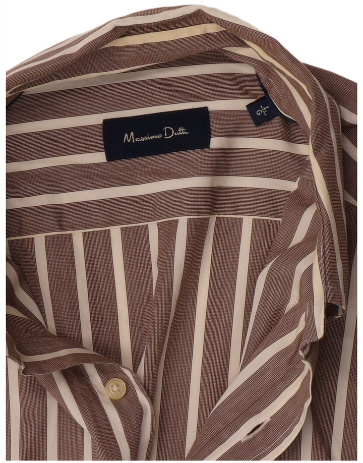 Camisa masculina Massimo Dutti listrada marrom grande