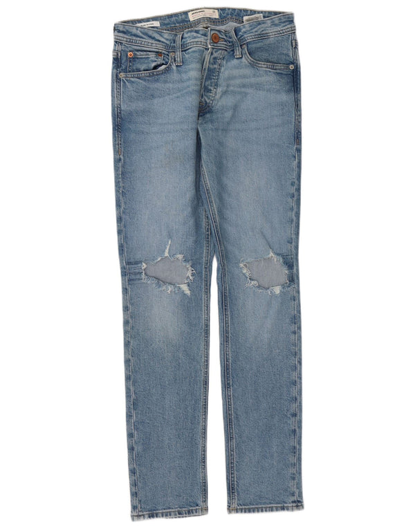 Jack & Jones Mens GLENN Distressed Slim Jeans W30 L32 Azul Algodão